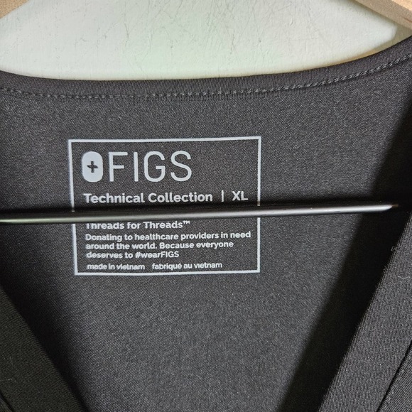 Figs Casma 3 Pocket Scrub Top XL Short Sleeve Black - Picture 3 of 6